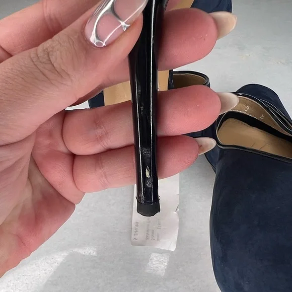 SALVATORE FERRAGAMO PEEP TOE BLUE WOMENS HEELS WOMENS SZ 9 - Picture 7 of 11